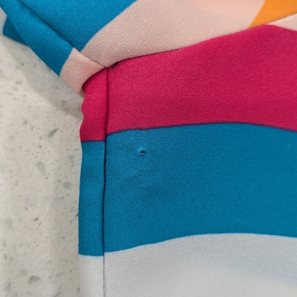 Chico's Multicolor Striped Chiffon Button Down Blouse Collared Long Sleeve 12/14 - Picture 8 of 11